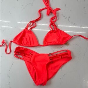 Vibrant Coral Pink Bikini Set